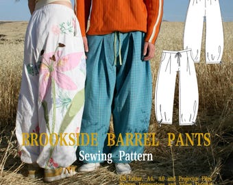 Brookside Barrel Pants PDF Sewing Pattern | Unisex | Pleats | Sizes 0-30 | Video Tutorial