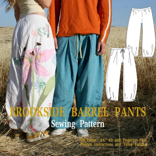 Brookside Barrel Pants PDF Sewing Pattern | Unisex | Pleats | Sizes 0-30 | Video Tutorial