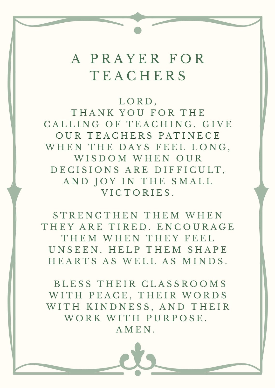 Prayer for Teachers Printable | Christian Classroom Wall Art | Teacher ...