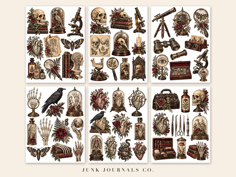 Gothic Junk Journal Kit, 50 Ephemera Sheets, Victorian Oddities Fussy ...