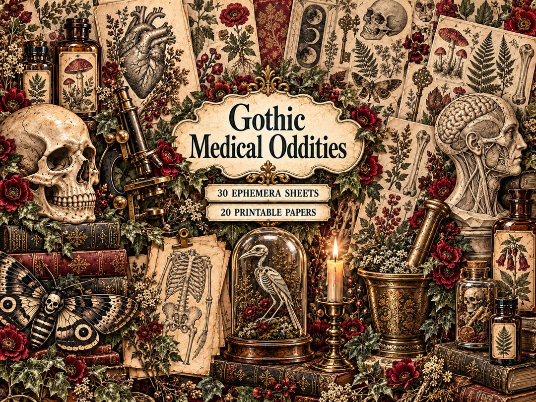 Gothic Junk Journal Kit, 50 Ephemera Sheets, Victorian Oddities Fussy ...