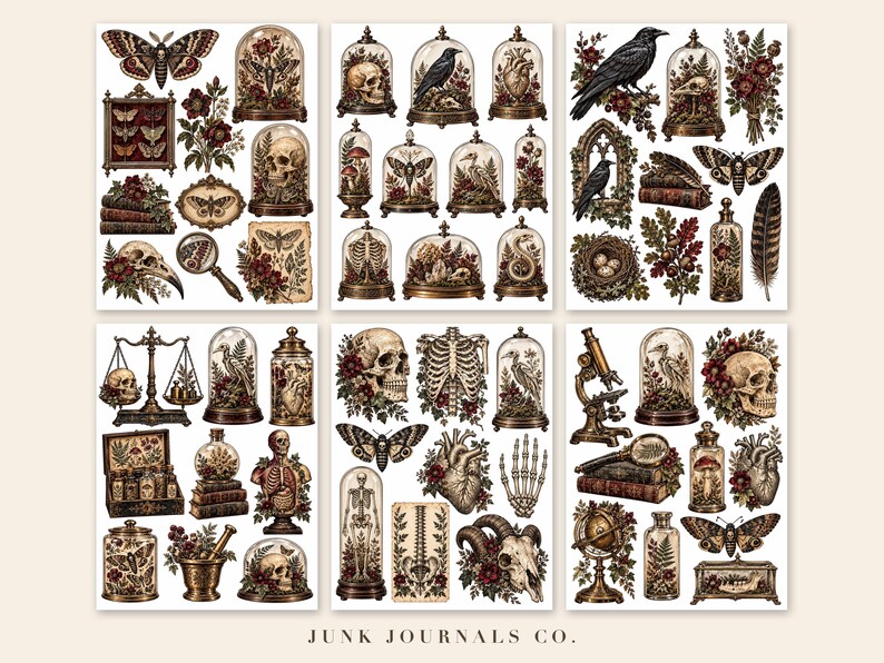 Gothic Junk Journal Kit, 50 Ephemera Sheets, Victorian Oddities Fussy ...