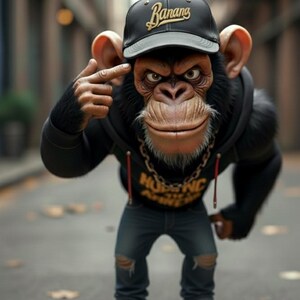 Hip Hop Chimp Designer Toy STL - Streetwear Monkey Figure 3D Print File - Urban Art Toy - Resin Pre-Supported Model - Aether Mesh Studio