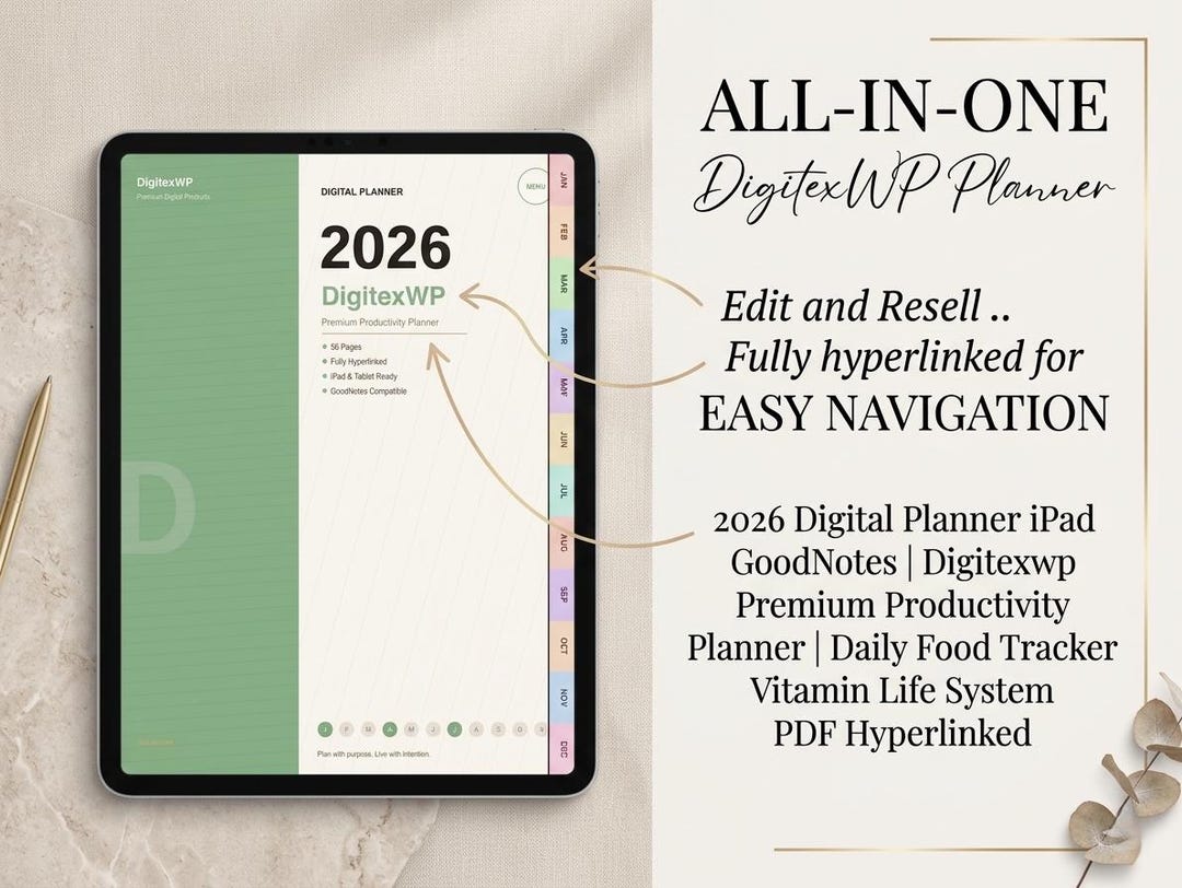 2026 Digital Planner iPad Goodnotes | Digitexwp Productivity System ...