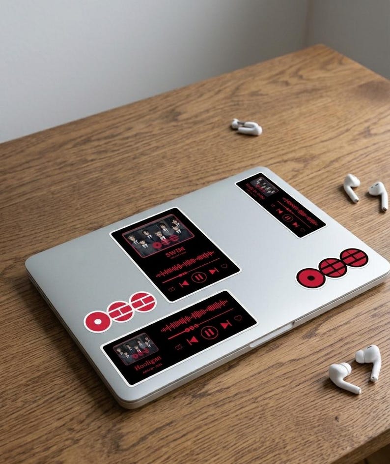 Vitnah Sticker Player ARIRANG K-pop Music Player Stickers | Red Black Design BTS (digital ...
