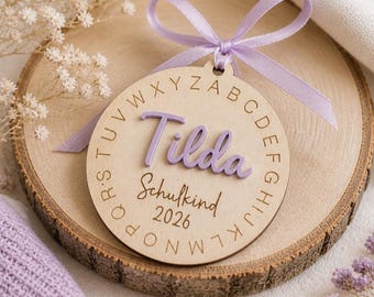 Anhänger für Schultüte personalisiert mit Namen aus Holz – Einschulung Deko Geschenk zur Einschulung