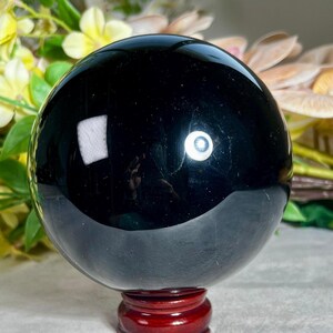 120 MM Extra Große Schwarze Obsidian Stein Kugel Ball Orb 2169 Gramm