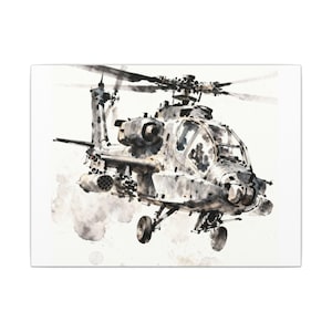 Apache Helicopter Watercolor - Matte Canvas