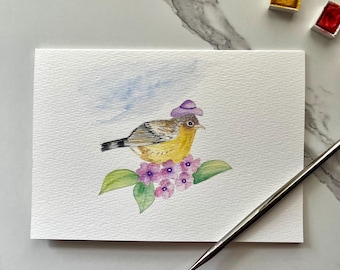 Hand-painted Magnolia Warbler, Watercolor Greeting Card (5"x7"), Original Bird Art