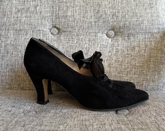Vintage 80er Jahre Viktorianische Schnürschuhe Pumps