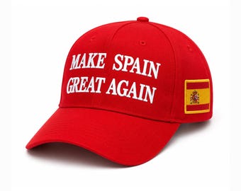 Boné "Make Spain Great Again", Boné Divertido de Campeão da Copa, Boné de Futebol da Espanha, Boné com a Bandeira da Espanha, Boné de Beisebol Vermelho, Presente Divertido da Espanha
