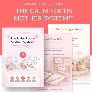 Karty wsparcia dla mam z ADHD, narzędzia uspokajające i przywracające spokój, umiejętności radzenia sobie (wersja cyfrowa do pobrania)