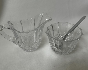 Zuccheriera e lattiera vintage in cristallo Tritschker Winterhalder