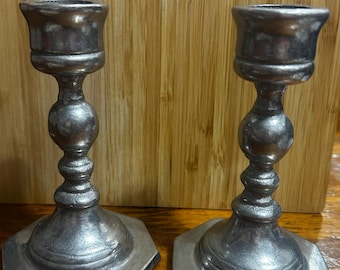 Vintage Carson Pewter Candlestick Holders