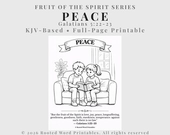 Frieden Färbung Seite - Früchte des Geistes Printable (KJV) Christian Homeschool & Sonntagsschule Aktivität für Kinder