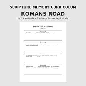 Romans Road KJV Skriftminnesplan | Hemundervisning, söndagsskola (PDF utskrivbar)