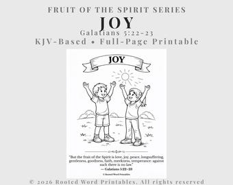 Joy Malseite - Früchte des Geistes Printable (KJV) Christian Homeschool & Sonntagsschulaktivität für Kinder