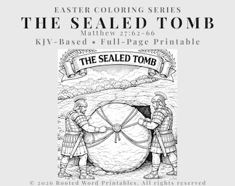 Das versiegelte Grab Malseite - Matthäus 27:66 - Bewachtes Grab zum Ausdrucken - KJV Osterbibelaktivität - Christian Kids PDF