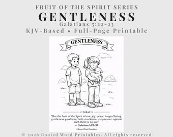 Sanftheit Malseite - Früchte des Geistes druckbare (KJV) Christian Homeschool & Sonntagsschule Aktivität für Kinder