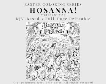Hosanna Malseite - Palmsonntag druckbar - Matthäus 21: 9 - KJV Osterbibel Aktivität - Christian Kids PDF