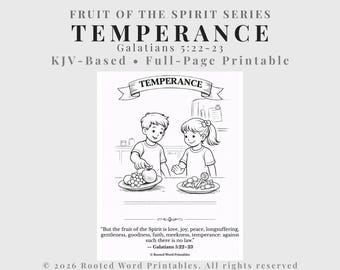 Mäßigkeitsgefühl Malseite - Früchte des Geistes zum Ausdrucken Christliche Homeschool & Sonntagsschulaktivität für Kinder