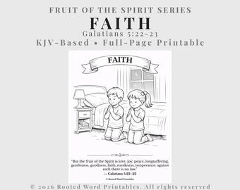 Glaube Malseite - Früchte des Geistes Printable (KJV) Christian Homeschool & Sonntagsschule Aktivität für Kinder