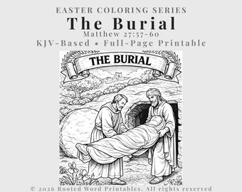 Das Begräbnis von Jesus Malseite - Matthäus 27: 59-60 - Osterbibel zum ausdrucken - KJV Christian Kinderaktivität PDF