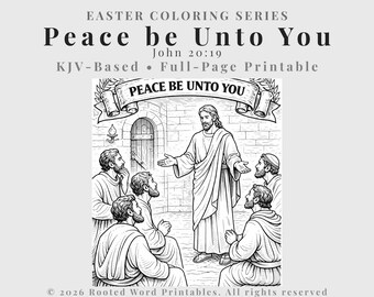 Friede sei mit dir Malseite – Johannes 20,19 – Der auferstandene Jesus erscheint – KJV Ostern zum Ausdrucken – Christliche Kinderaktivität PDF