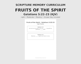 Früchte der Schrift Speicher | Galater 5, 22, 23 King James Version | Christliche Heimschule Bibel-Lehrplan | Sonntagsschule Druckbare PDF