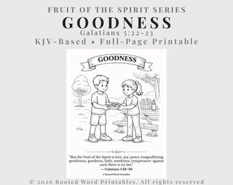 Güte Malseite - Früchte des Geistes Printable (KJV) Christian Homeschool & Sonntagsschule Aktivität für Kinder