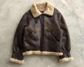 Vintage B-3 Lammfell-Leder Bomberjacke #038