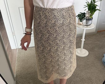 Spódnica midi Talbots w stylu vintage w kolorze beżowym, teksturowana, klasyczna, z podszewką