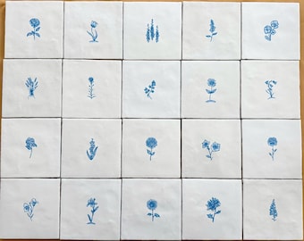Delft Tile Set - Custom Hand Painted Tiles, Set of 24