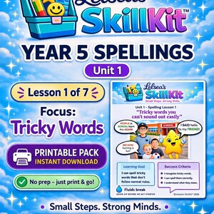 Home education-Year 5 Tricky Words Spelling Pack – ADHD Friendly KS2 Printable Worksheet (Digital Download)