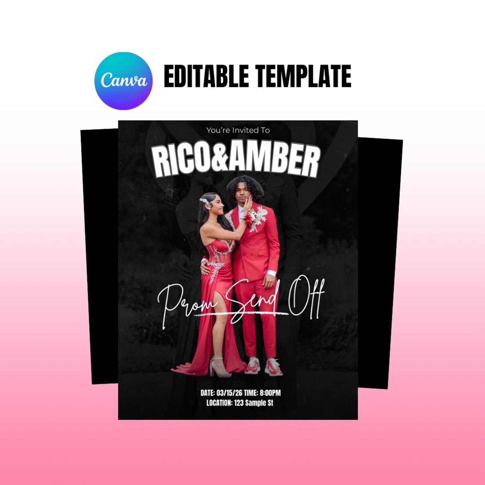 Prom Send off Flyer Template, Editable Canva Event Invitation (instant ...