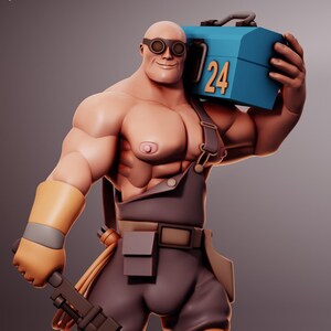 Team Fortress : Buff Engineer /  Handmade Painted Resin  Collectible Statue