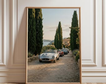 Vintage Car Parade Poster | Scenic Drive Wall Art | Retro Automobile Print, Classic Car Decor