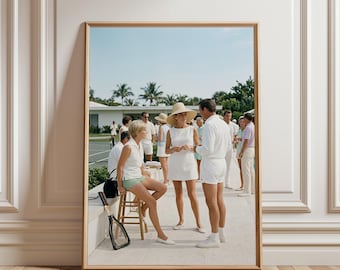 Slim Aarons Tennis Print, 1960s Bahamas Luxury Photography | High Society Wall Art | Retro Jet Set Decor | Aesthetic Travel Gift Idea
