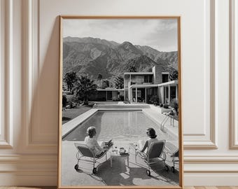 Poolside Gossip, Black and White Vintage Print | Luxury High Society Photography | Chic Modern Home Wall Art Decor