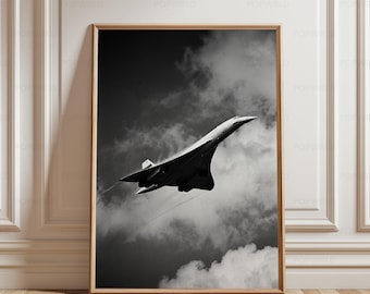 Concorde Jet Blueprint, Supersonic Aviation Decor Mid-Century Modern Pilot Gift Technical Aerospace Engineering Wall Art
