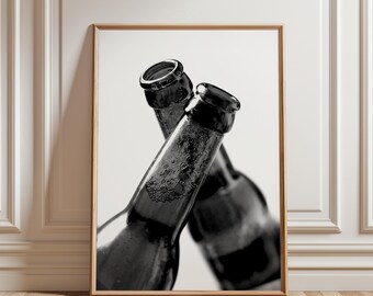 Beer Cheers Print, Bar Cart Wall Art Masculine Pub Photography Sophisticated Frosted Glass Tavern Aesthetic Decor