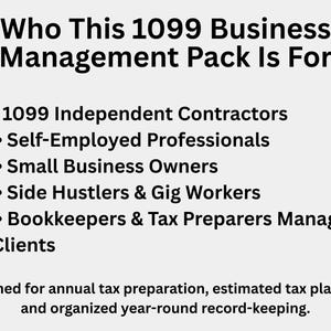 1099 Business Management Pack 2026 | Income & Expense Tracker | Contractor Tracker | Printable PDF + Fillable PDF image 5