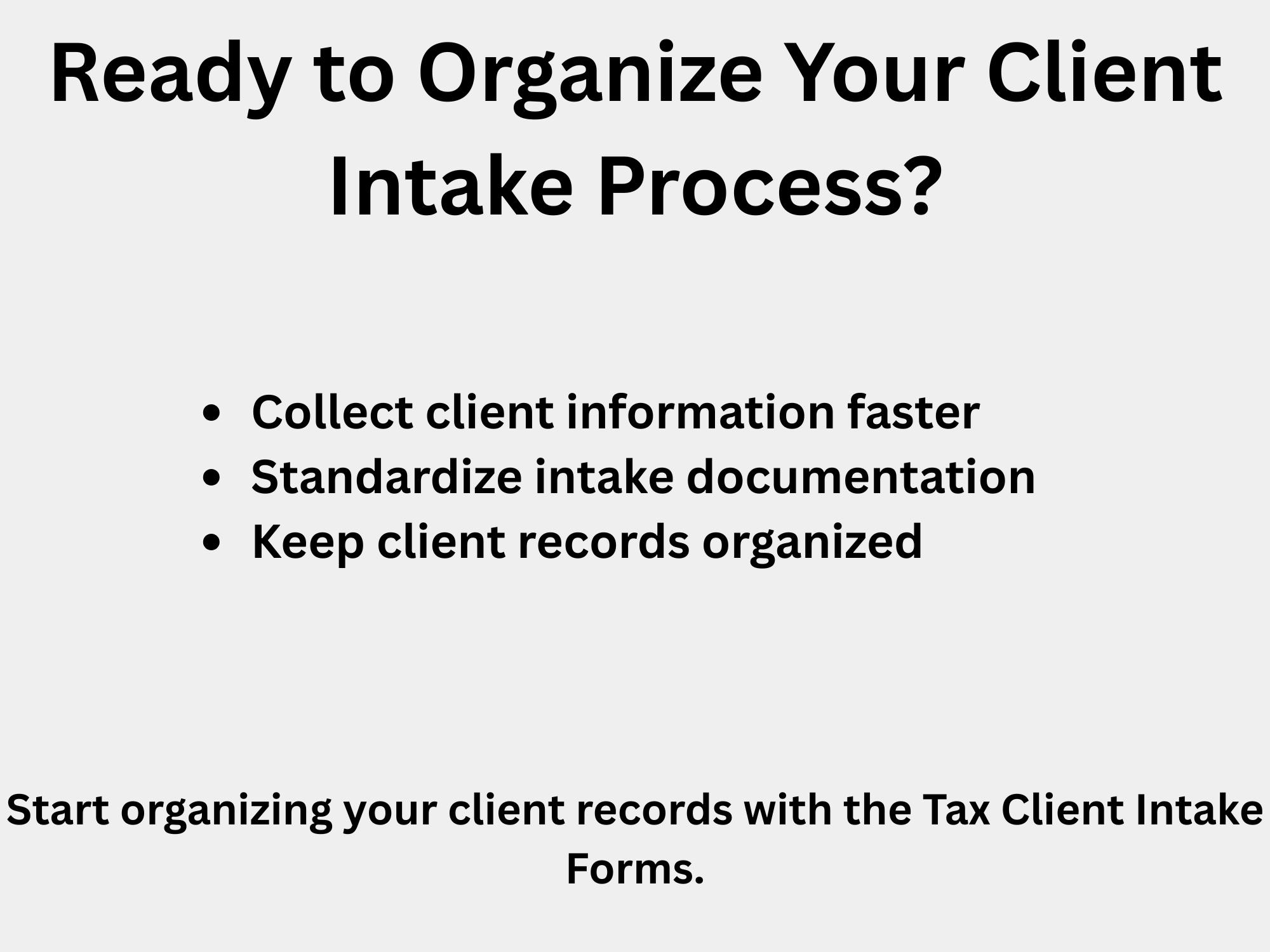 Tax Client Intake Forms 2026 | Printable + Fillable PDF | Tax Office ...