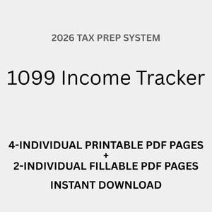 1099 Income Tracker 2026 | Income Tracker | Contractor Income Log | Printable PDF + Fillable PDF