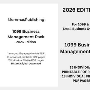 1099 Business Management Pack 2026 | Income & Expense Tracker | Contractor Tracker | Printable PDF + Fillable PDF image 2
