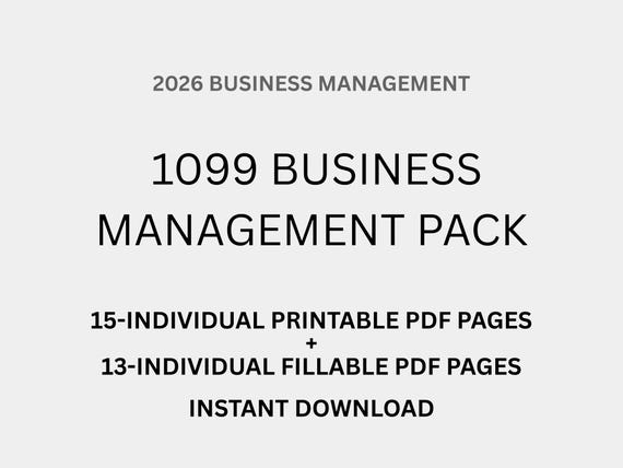 1099 Business Management Pack 2026 | Income & Expense Tracker | Contractor Tracker | Printable PDF + Fillable PDF