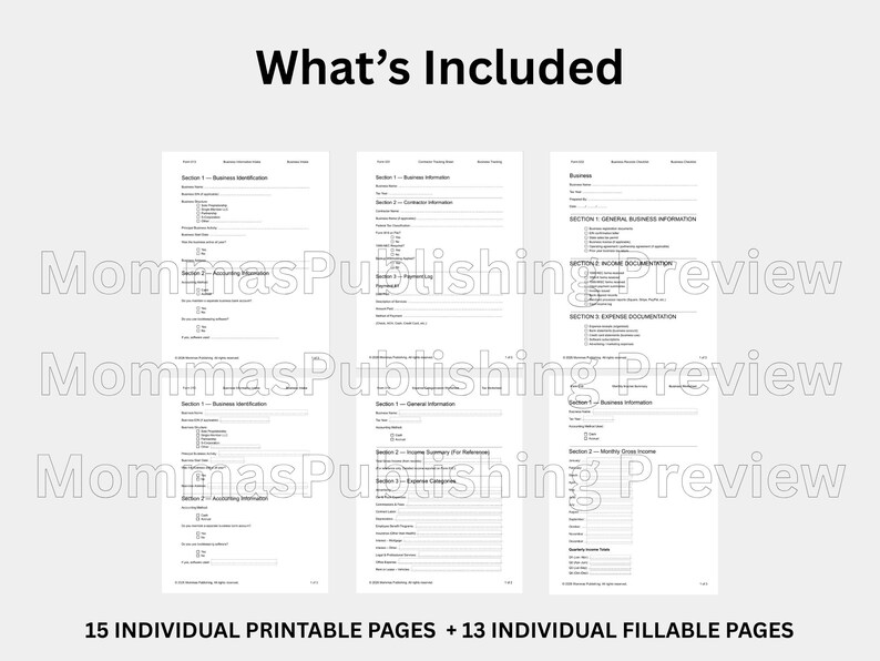 1099 Business Management Pack 2026 | Income & Expense Tracker | Contractor Tracker | Printable PDF + Fillable PDF image 3