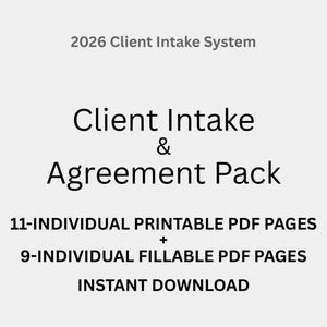 Client Intake & Agreement Pack 2026 | Printable + Fillable Business Intake Forms PDF