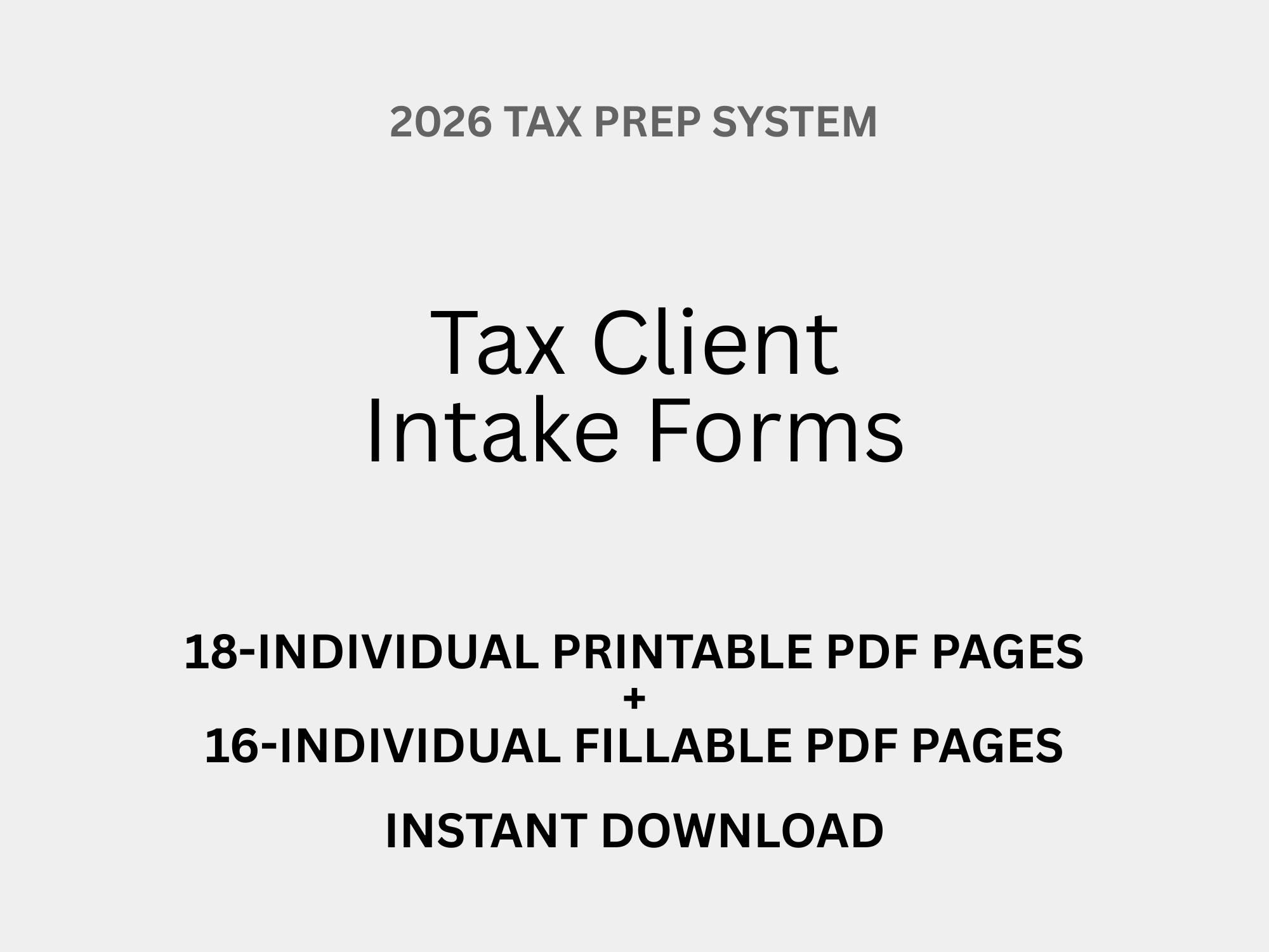 Tax Client Intake Forms 2026 | Printable + Fillable PDF | Tax Office ...