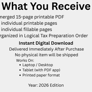 1099 Business Management Pack 2026 | Income & Expense Tracker | Contractor Tracker | Printable PDF + Fillable PDF image 7
